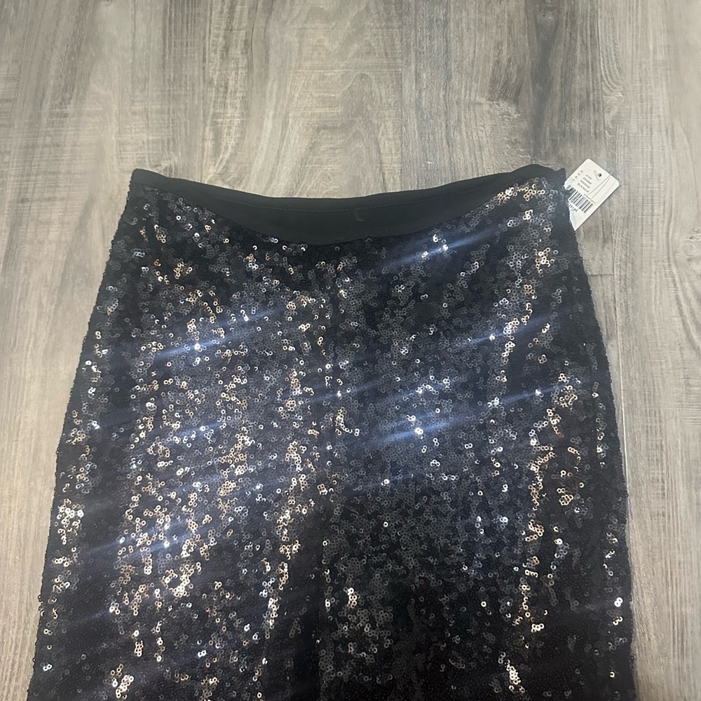 Anthropologie Black Sequin Flare Pants 0 - Picture 5 of 9